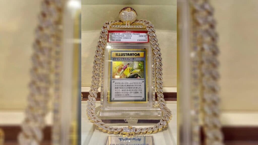 Logan Paul's Pikachu Illustrator with gold necklace (image via collect's Instagram page)