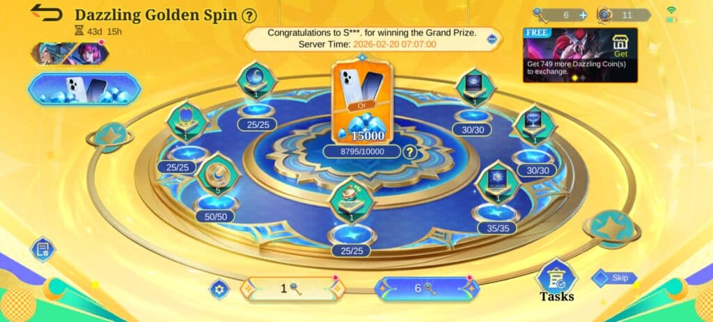 You get a chance to win a new phone or Diamonds (Screenshot via esports.gg)