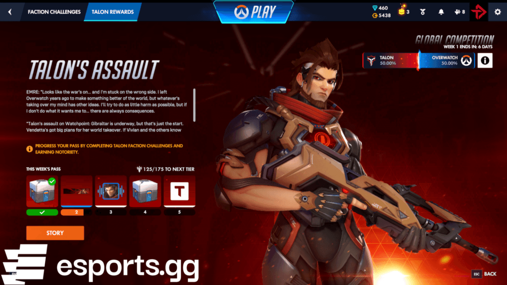 Overwatch Conquest Talon rewards for Week 1 (Screenshot via esports.gg)