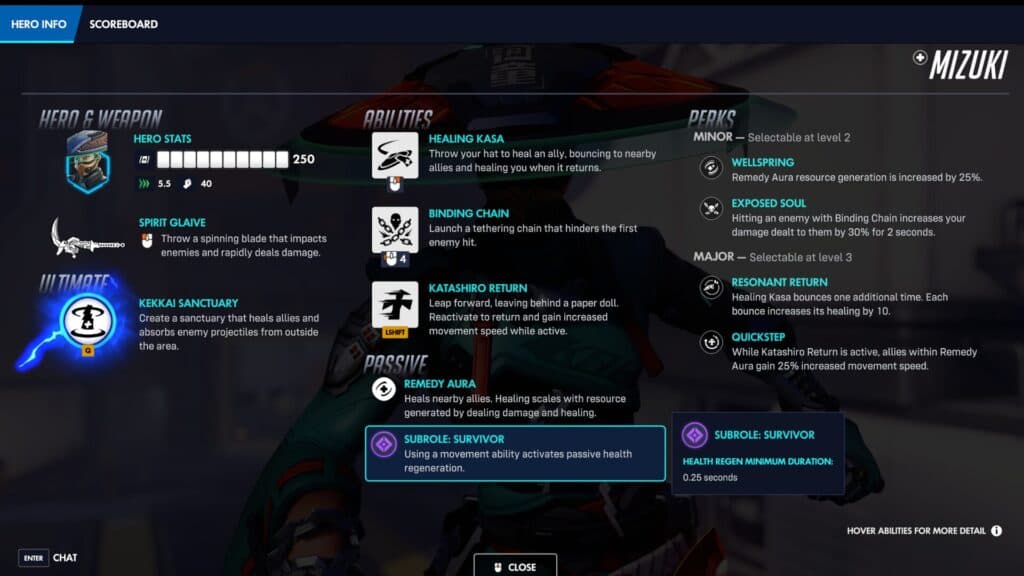 Mizuki's kit in Overwatch (Image via Blizzard Entertainment)