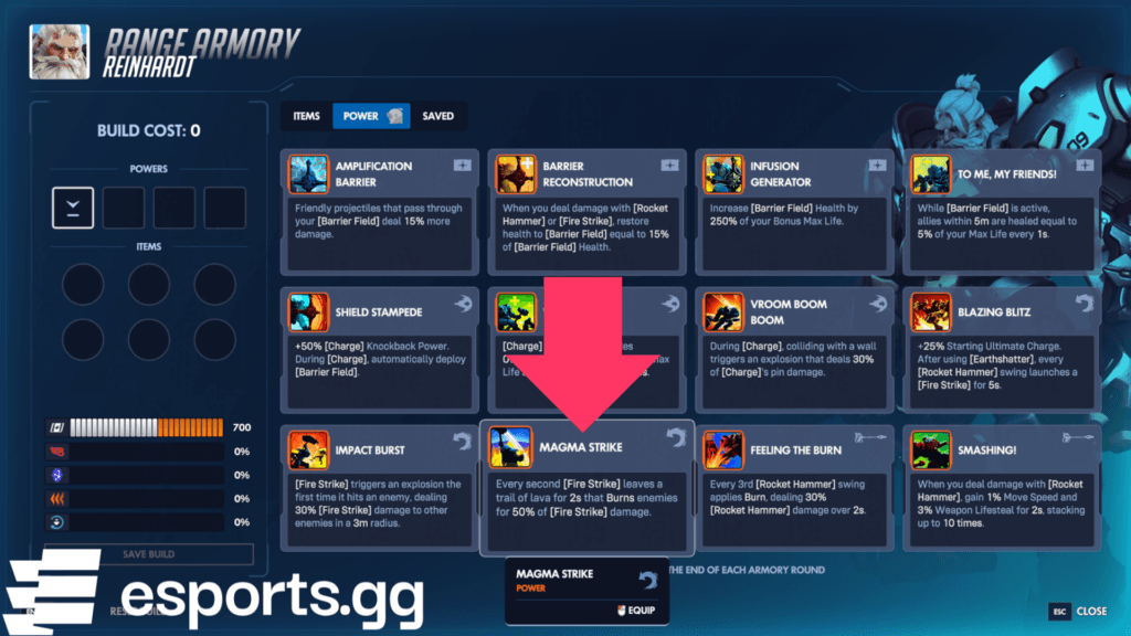 Reinhardt's Magma Strike in Overwatch Stadium (Screenshot via esports.gg)