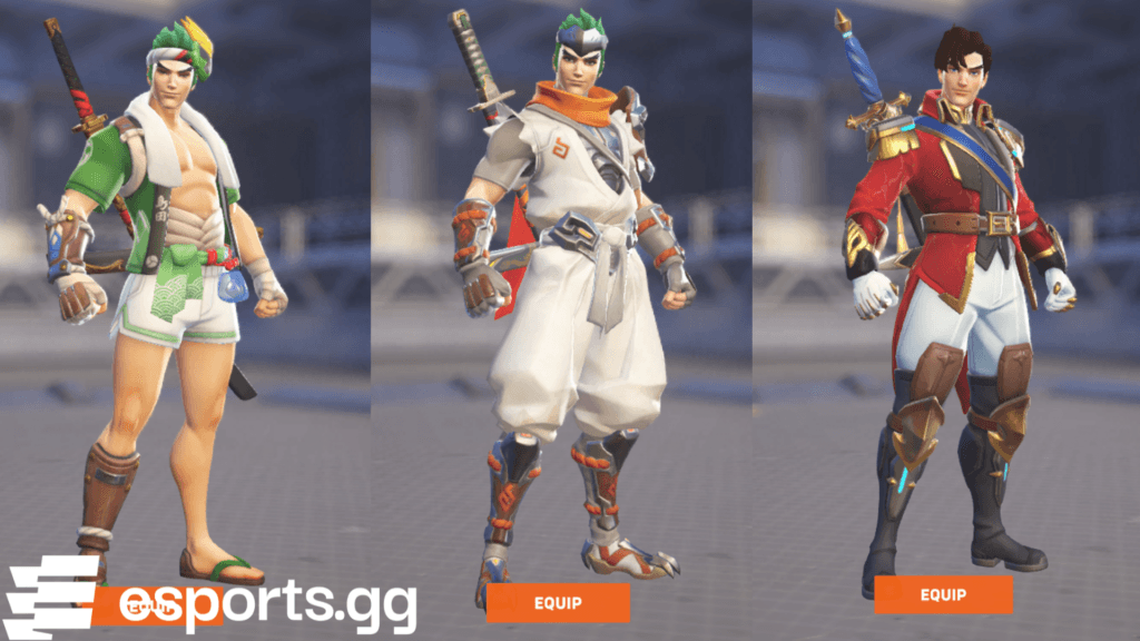 Happi Genji, Young Genji, and Royal Swordsman Genji (Screenshots via esports.gg)