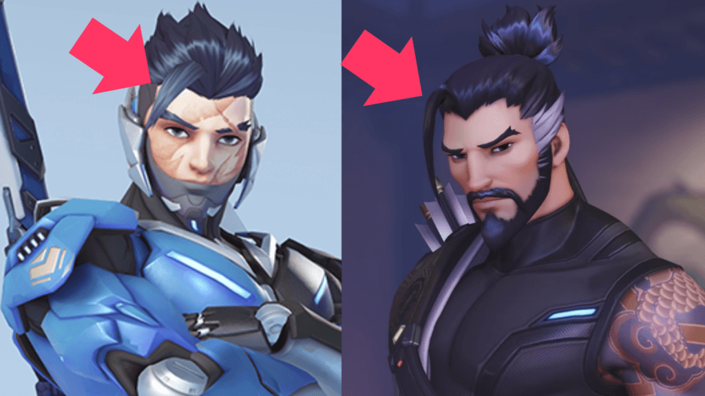 The Shimada brothers' hair (Images via Blizzard Entertainment | Edit via esports.gg)