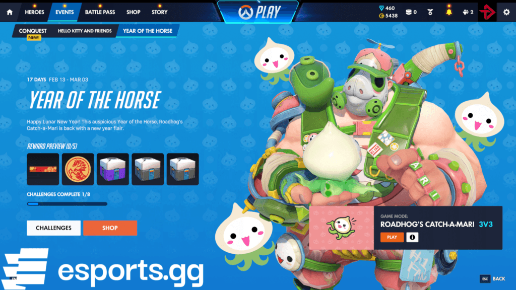 Overwatch's Lunar New Year event for Year of the Horse involves the Catch-A-Mari game mode (Screenshot via esports.gg)