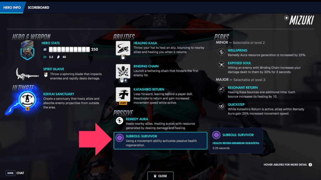 Mizuki has the Survivor subrole (Image via Blizzard Entertainment)