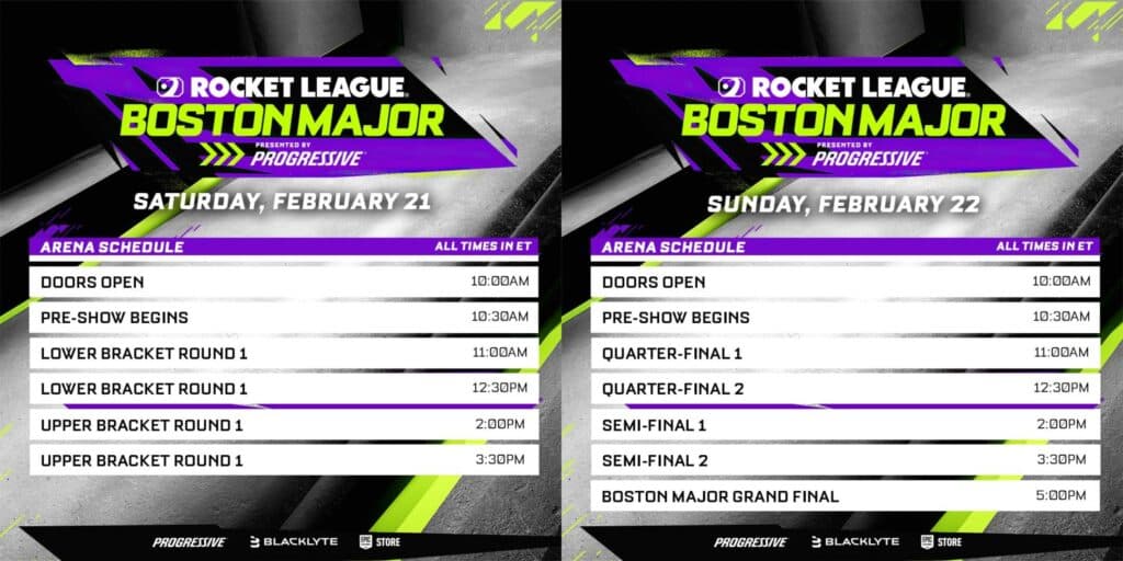 Schedule for the RLCS 2026 Boston Major Playoffs (Image via Rocket League Esports)