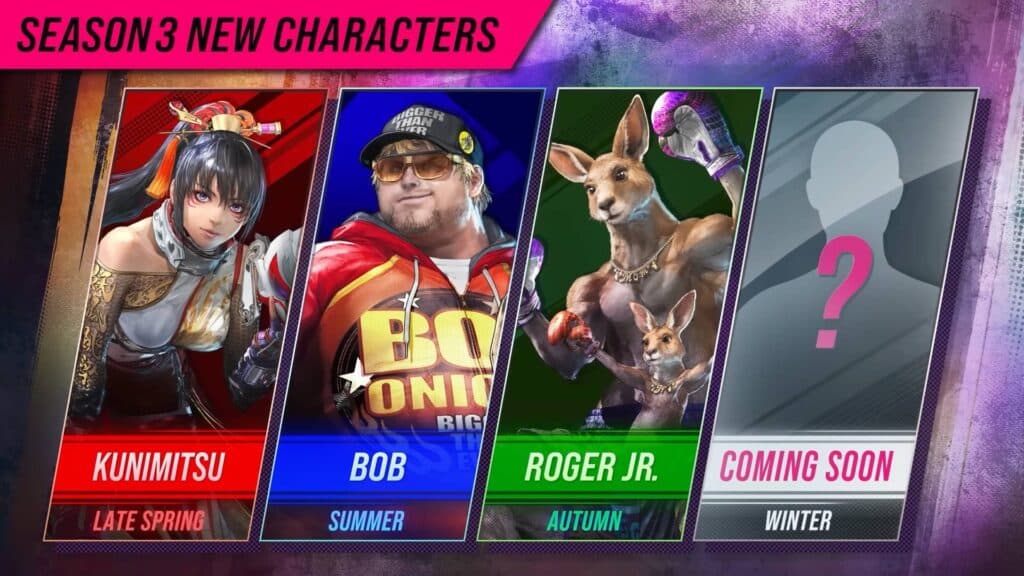 Release windows on the official TEKKEN 8 Season 3 characters poster (Image via Bandai Namco)