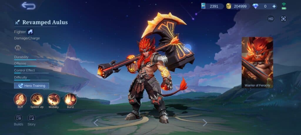 Aulus revamp as seen in the MLBB advanced server (Screenshot via esports.gg)