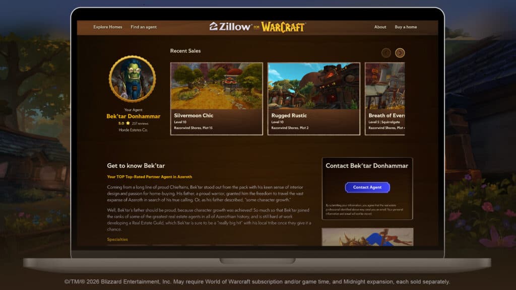 Zillow for Warcraft screenshot (Image via Blizzard Entertainment)