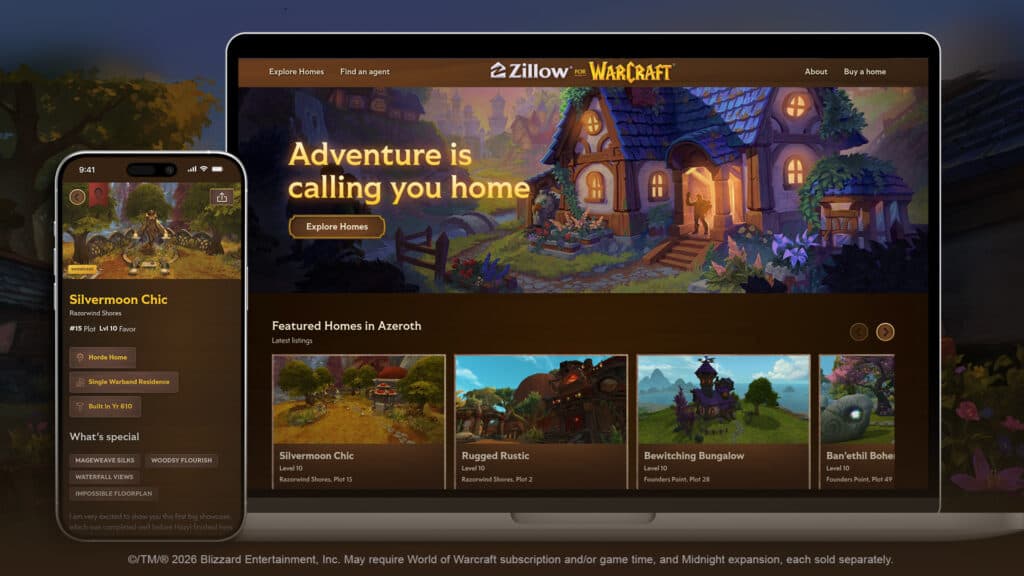 WoW housing on Zillow (Image via Blizzard Entertainment)