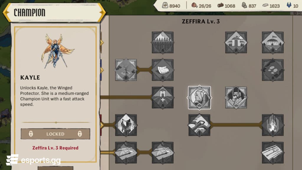 You will need Level Three Zeffira to unlock Kayle (Screenshot via esports.gg)