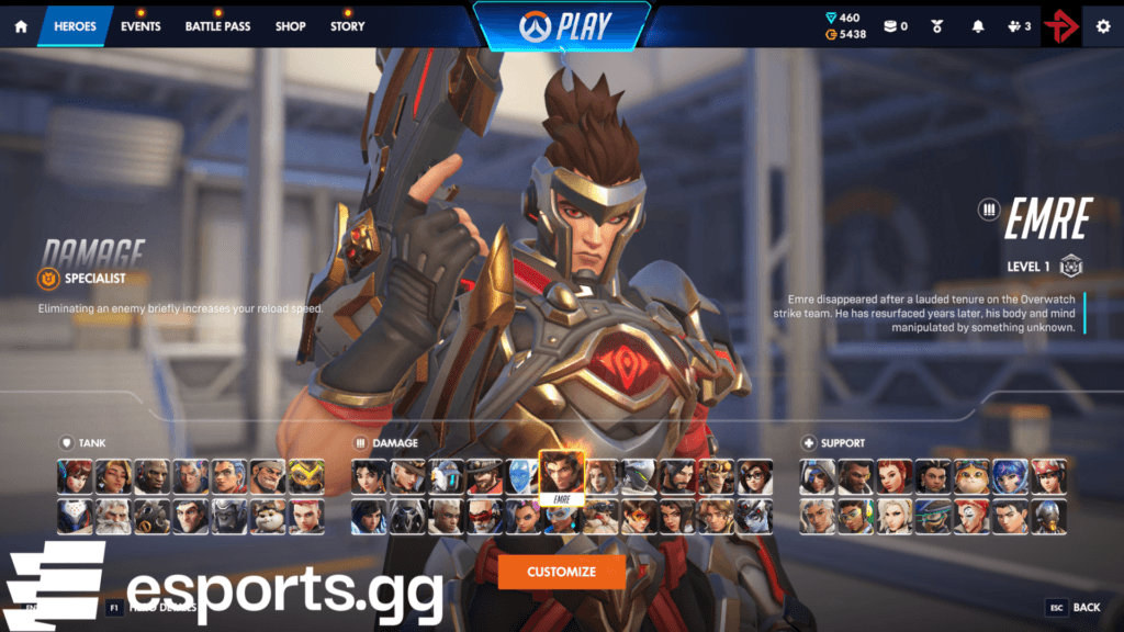 Emre is a damage hero in Overwatch (Screenshot via esports.gg)