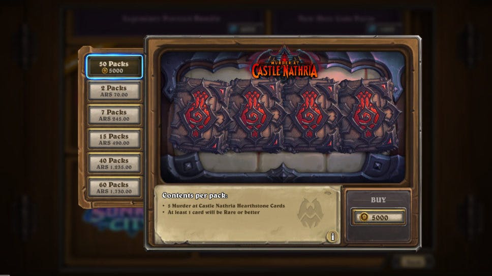 How to buy multiple Hearthstone packs with Gold? Empty your chests to start the March of the Lich King cover image