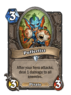 Pufferfist<br>Old: 3 Attack, 4 Health <strong>→</strong> <strong>New: 3 Attack, 3 Health</strong>