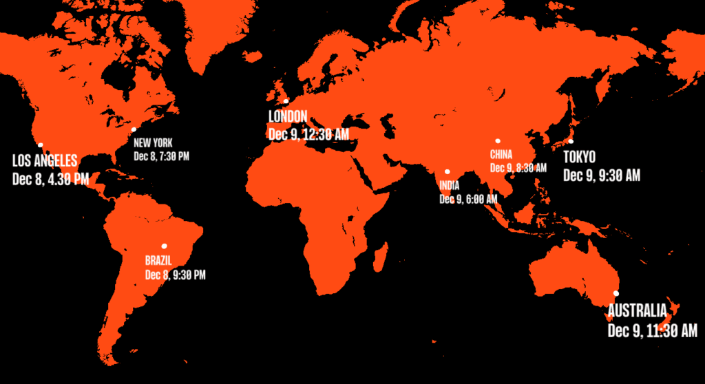 When The Game Awards will kick off around the world. Image via The Game Awards.