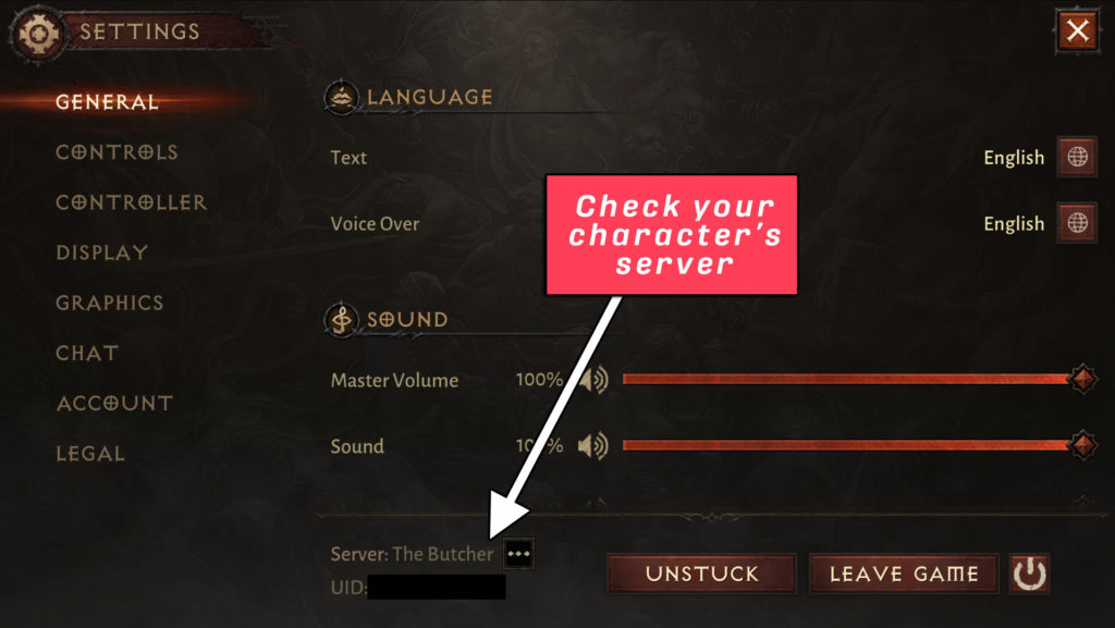 Diablo Immortal server - How to check your server