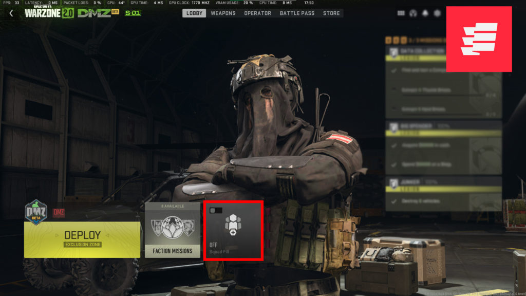 Where to turn off the squad fill for the One Man Army mission.