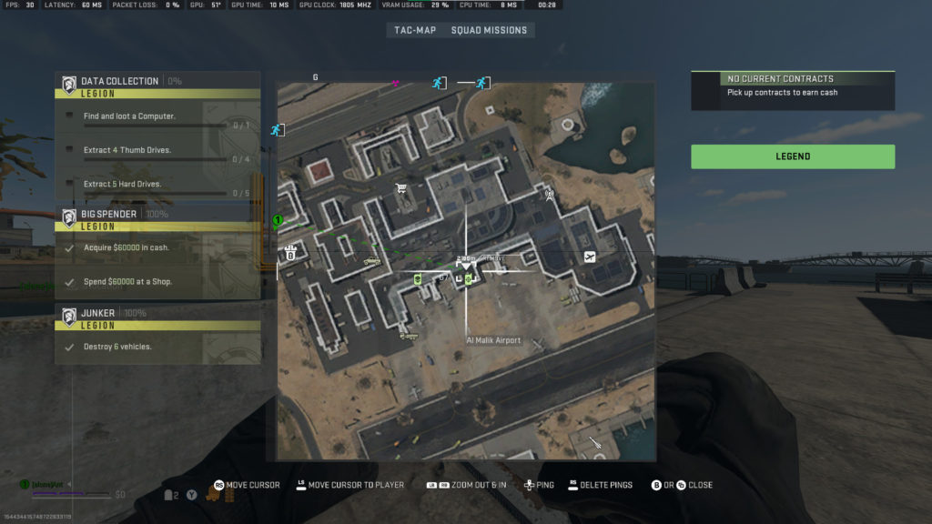 The exact location of the duffel bag that needs a key to be unlocked