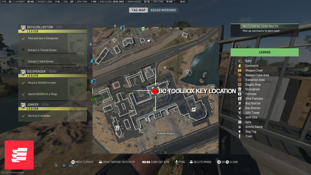 The toolbox is upstairs inside the Al Malik airport, this is the location on the map.